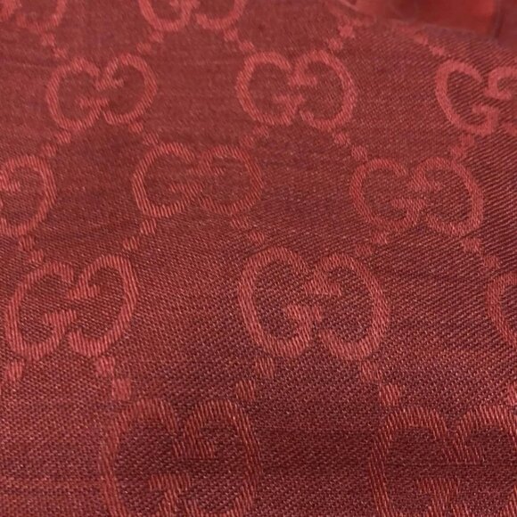 Auth GUCCI - Red Brown Red Wool Silk Scarf - Picture 6 of 10